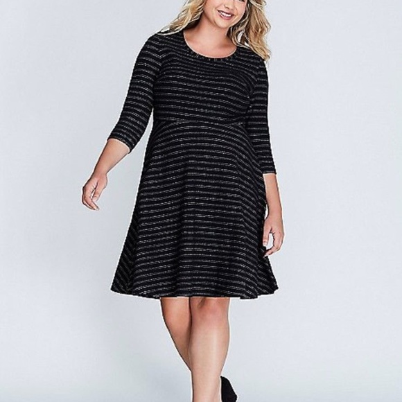 Lane Bryant Dresses & Skirts - Lane Bryant Striped Fit and Flare Knit Dress